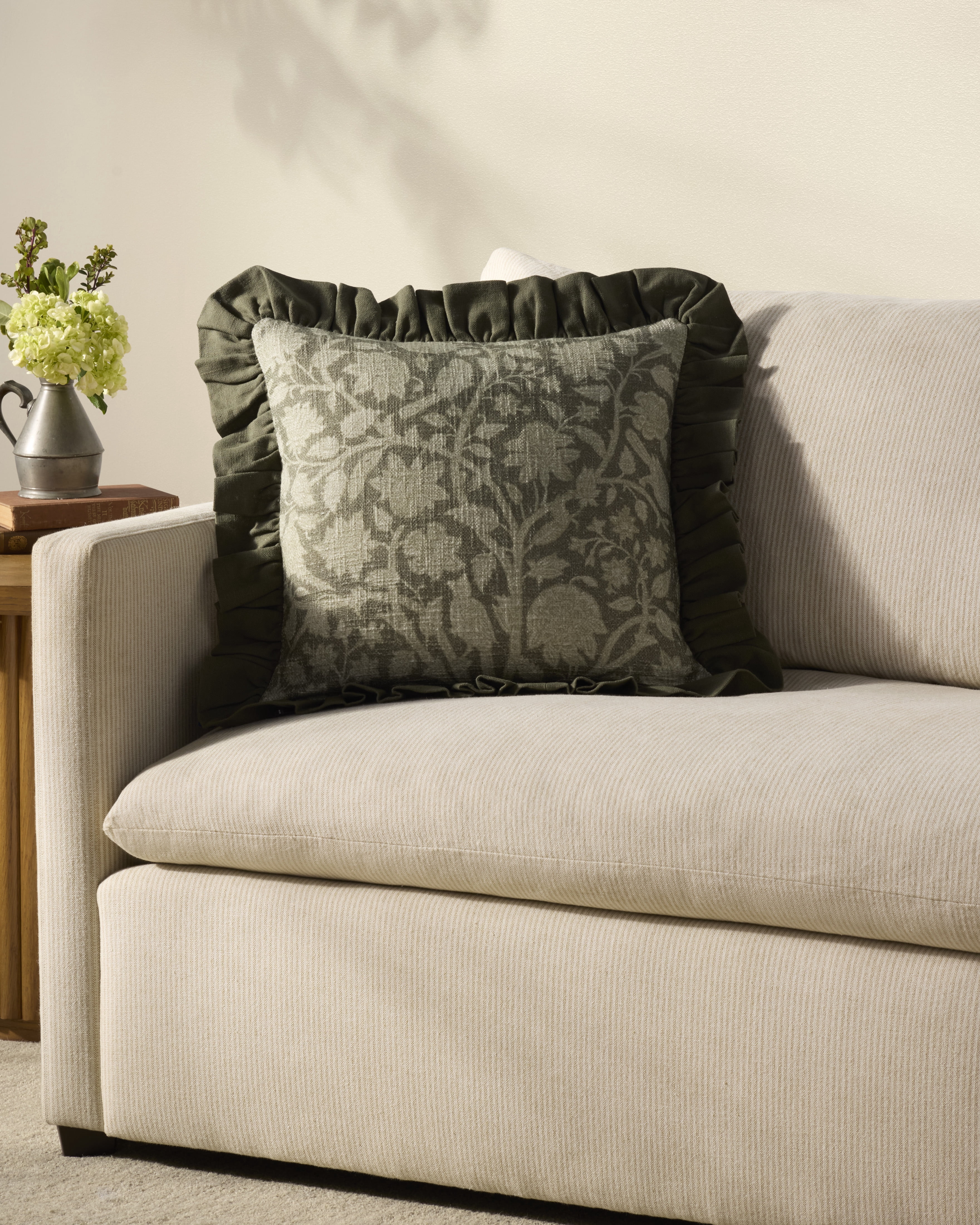 Chris Loves Julia x Loloi Kathleen Green 18'' x 18'' Decorative Pillow