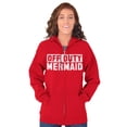 thumbnail image 4 of Off Duty Mermaid Funny Beach Swim Womens Plus Size Graphic Zipper Hoodie Brisco Brands 5X, 4 of 5