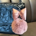 thumbnail image 6 of Wznxdo Cute Fluffy Ball with Bow Keychain Faux Fur Pom Pom Ball Keyring Artificial Fur Alloy Key Chain Hanging Ornament Decor for Bag Handbag Backpack Purse Wallet Car Charm Key Rings, 6 of 6