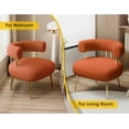thumbnail image 3 of SEYNAR Mid Century Sherpa Accent Chair,Fluffy Round Upholstered Bucket Armchair,Vanity Chair Side Corner Sofa for Living Room,Office(Orange), 3 of 6