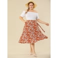 thumbnail image 3 of FalMidi AcampanaFloral Chic Dobladillo Con Volantes FalCruzaTalGrande PaMujer Rojo Naran3XL, 3 of 6