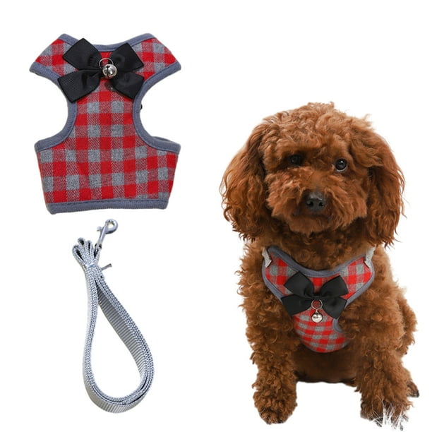 This is a combination of Durable Adjustable Bow Plaid Vest Harness with Rope Leash For Dogs And Cats