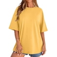 thumbnail image 6 of Women's Oversized Tshirts Crewneck Summer Short Sleeve Loose Fit Solid Color Basic Tees Casual Daily Wear Tops, #02 Yellow, M, 6 of 6
