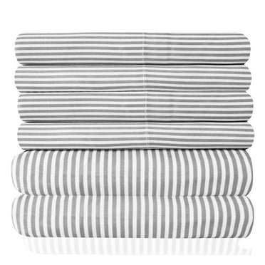 Sweet Home Collection 1500 Series Classic Stripe 6 Piece Sheet Set Full, Gray