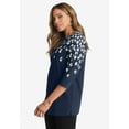 thumbnail image 3 of Jessica London Women's Plus Size Boatneck Tunic Top 3/4 Sleeve Shirt  Loose Fit, 3 of 6