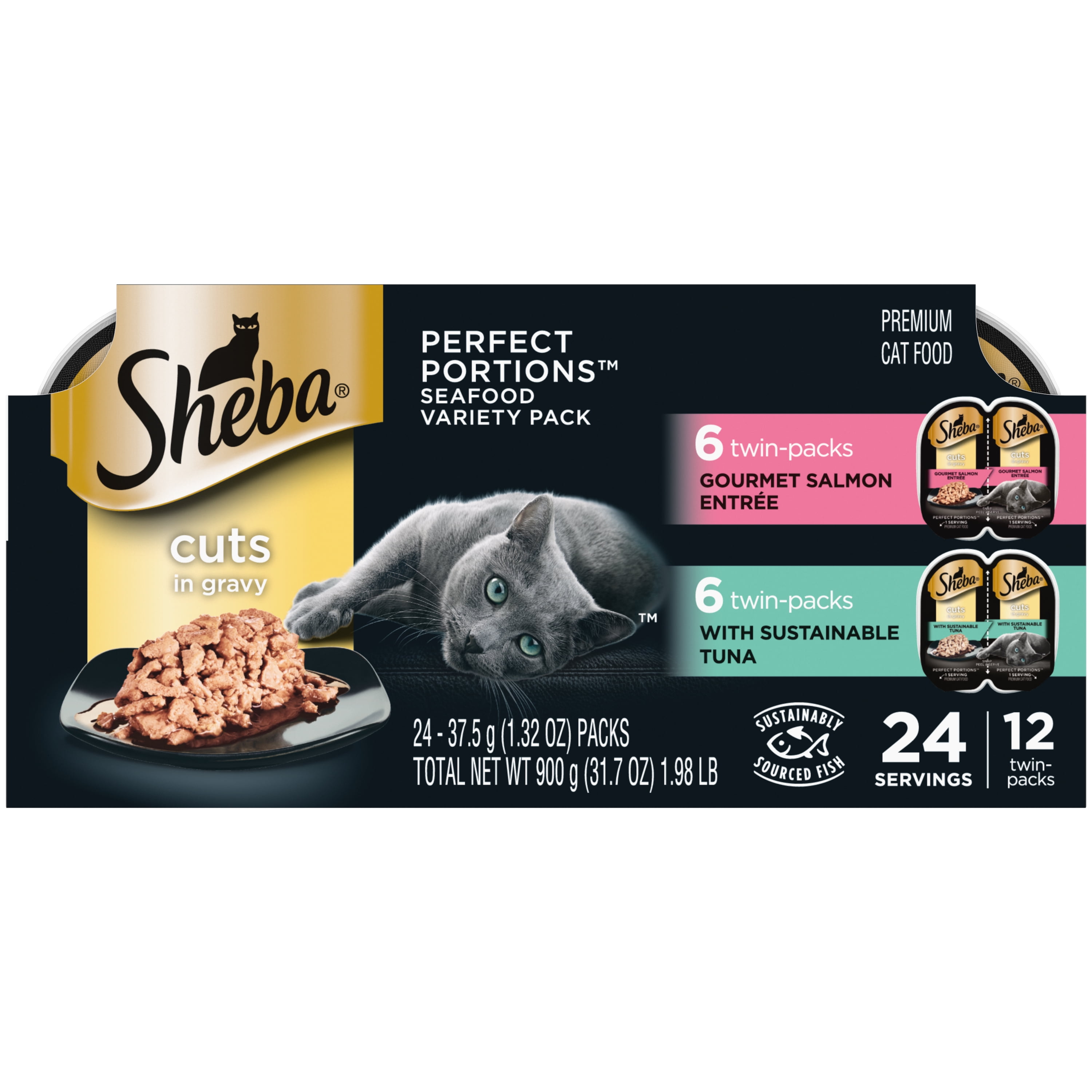 SHEBA Wet Cat Food Cuts In Gravy Variety Pack With Sustainable Tuna 