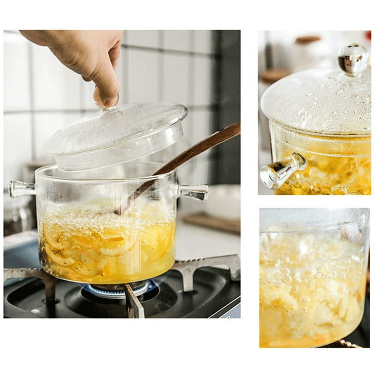 Heat Resistant Soup Pot Glass Cooking Pot Transparent Stew Pot Pan