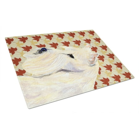 

Caroline s Treasures Scottish Terrier Wheaten Fall Leaves Portrait Glass Cutting Board Large