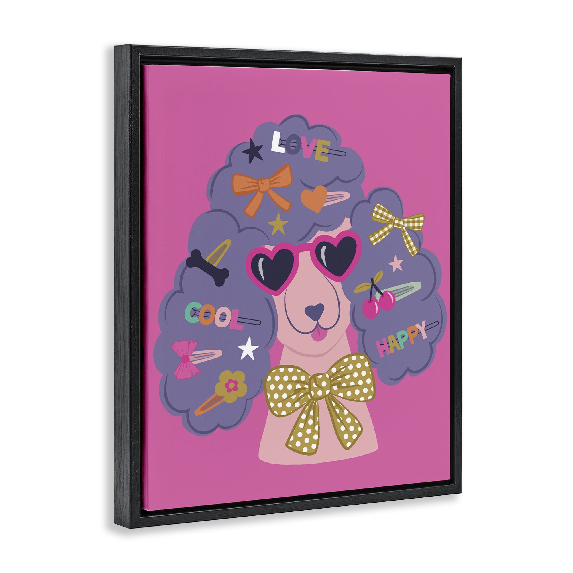 Stupell Industries Poodle with Hair Baubles Animals Painting Black Floater Framed Canvas Art Print Wall Art, 17 x 21