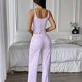 thumbnail image 5 of Blmnix 2 Piece Pajama Set Pajamas for Women Sexy Pajamas Sleepwear Sets Pjs Sleeveless Square Neckline Purple Long Womens Pajama Sets Shorts,S, 5 of 6