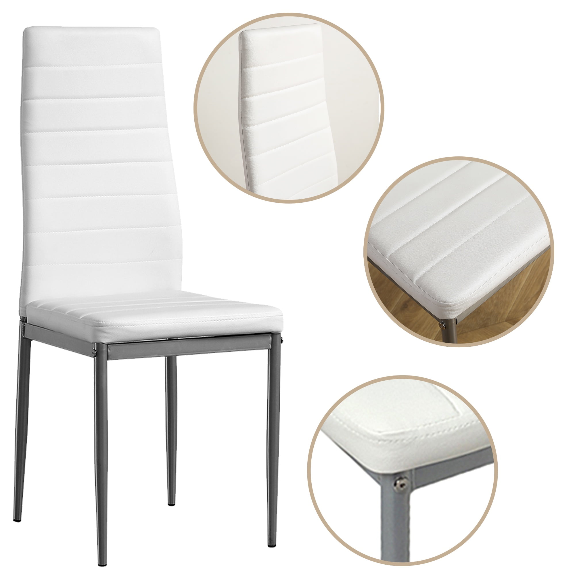 SESSLIFE Dining Chairs Set of 4, White Dining Room PU Chairs, Dining Side Chairs for Home Kitchen Living Room