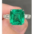 thumbnail image 2 of 940 Sterling Silver lab Emerald Ring Engagement Ring Gift For Love, 2 of 5