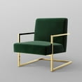 thumbnail image 6 of Finn Green/Gold Velvet Accent Chair - Square Arm, Stainless Steel Frame, 6 of 10