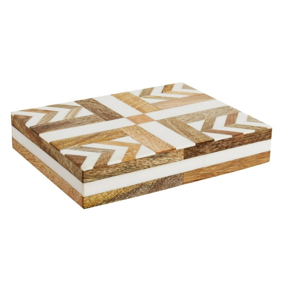 Handicrafts Home Handmade Decorative Storage Box with Lid – Jewelry Organizer, Keepsake Holder & Gift Box, Patisserie Delight Collection, Made with Resin Inlay, Wood, cajas organizadoras - 8x6x2.5