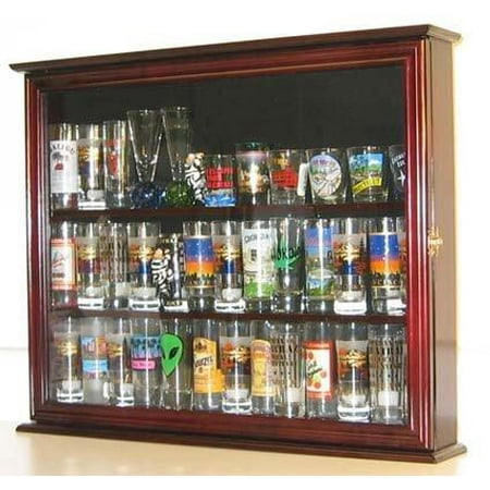 Wall Mounted Curio Cabinet Sports Shot Glass Display Case Solid