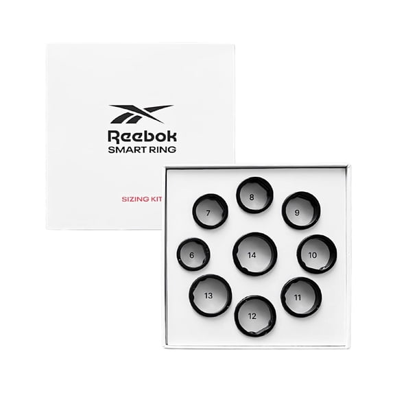 Reebok Fitness Ring Sizing Kit - Smart Ring for Women and Men - Size Before You Buy - Try The Full Range of 9 Unique Sizes, 6-14 - Find Your Comfort Fit with Our Easy Sizer Measuring Tool
