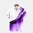 thumbnail image 2 of ZCFZJW Bowling Shirts for Men Big and Tall Regular Fit Casual Striped Color Block Print Short Sleeve Hawaiian Beach Vacation Tees Tops Casual Button Down Beach Shirts with Pockets Purple M, 2 of 4