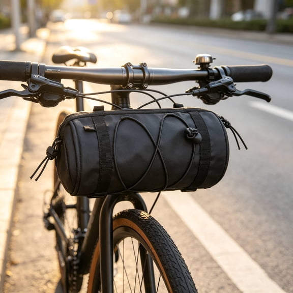 Bike Handlebar Bag, Black Waterproof Bicycle Frame Front Bag, Storage Bag with Shoulder Strap for Road and Mountain Biking and Travel