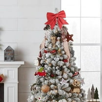 XYAIYT Christmas Tree Pearl Bow Christmas Decorations with Sparkling Gold Finish Long Lasting Construction Oversized Bow for Tree Toppers Wreaths Gifts Indoor Holiday Decor 7.9x6.7in Red