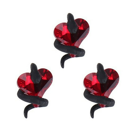 Soumake 3Pcs DIY Nail Decorations Snake Around 3D Heart Faux Crystal Charms Nail Art Rhinestones Phone Case Decor Accessories Manicure Supplies
