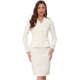 thumbnail image 1 of Conjuntos de trajes para mujeres INSPIRE CHIC, atuendos de negocios, blazer peplum sin cuello, falda lápiz formal, conjunto de 2 piezas, color crema blanco, 1 of 6