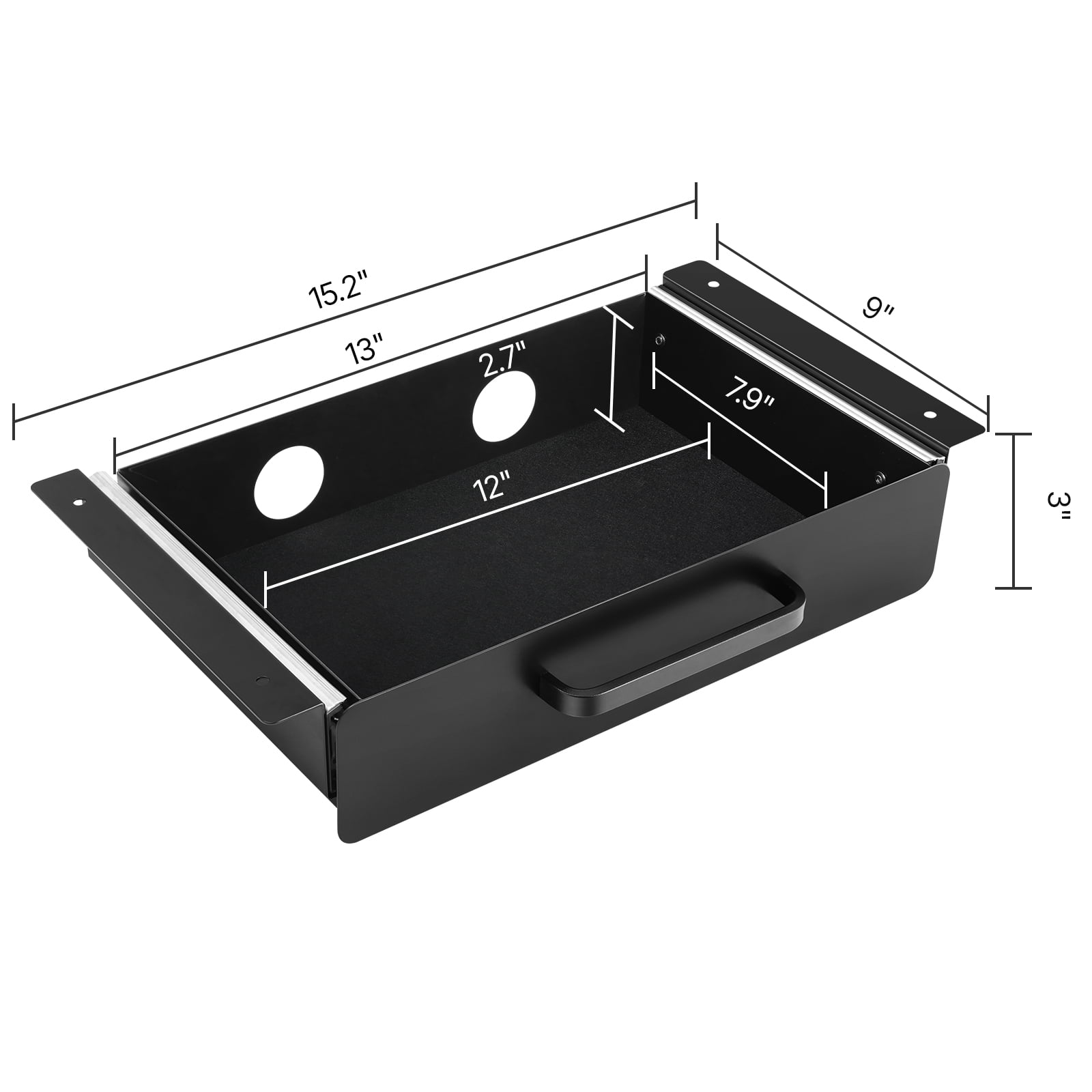 VEVOR 13" Wide Under Desk Drawer Slide Out, Under Desk Mount Pull Out Drawer Attachment, Hidden Desk top Storage Organizer, Under Table Pencil Drawer for Office Home Sit Stand Workstation,15x9x3 In
