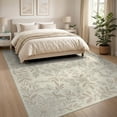 thumbnail image 3 of ODIKA 8'x10' Washable Area Rug Non-Shedding, Easy Care, Boho Neutral Botanical Border Contemporary Beige Traditional Flowing Dynamic for King Size Bedroom Under Bed, Master Suite, 3 of 7