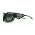 thumbnail image 3 of Unique Trendy 90s Sport Plastic Side Visor Wrap Around Sunglasses Green - Black, 3 of 4