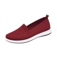 thumbnail image 2 of longantii Women's Orthopedic Knit Flat Loafers Breathable Mesh Round Toe Comfortable Slip On Walking Shoes Casual Lightweight Daily Footwear for Ladies Red, 2 of 4