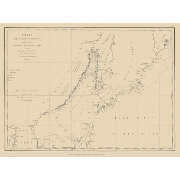 Historic Map - Asia Discoveries China Tartary - Robinson 1787 - 30.85 x 23 - Vintage Wall Art