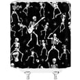 thumbnail image 3 of Halloween Shower Curtain Black Alchemy Skull Skeleton Ghost Pumpkin Magic Witch Witchcraft Moon Star Gothic Spooky Halloween Fabric Bathroom Decor Curtain with Hooks, 3 of 3
