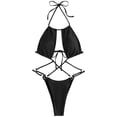 thumbnail image 1 of Gibobby Traje de baño completo mujer Traje de baño de una pieza de ropa interior sexy para mujer Bikini de correa delgada Traje de baño de color sólido C(Negro,M), 1 of 5