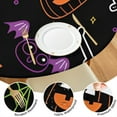 thumbnail image 4 of Vintage Halloween Tablecloth - Elastic Waterproof Fitted Cover with Black Cat Witch Design,52 inch Round Elastic Tablecloth, 4 of 7
