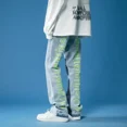 thumbnail image 4 of Pantalones vaqueros masculinos, pantalones de hip hop con estampado, vaqueros rectos para hombre, letras, primavera, otoño, XS, verano 2024, moda, sueltos, retro, 4 of 4