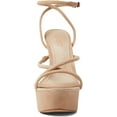 thumbnail image 3 of Schutz Zilla Honey Beige Nude Straps Buckle Ankle High Heels Plaforms Sandals (Honey Beige, 9), 3 of 5