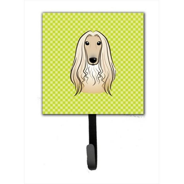 Checkerboard Lime Green Afghan Hound Leash Or Key Holder, 4.25 W x 7 H In.