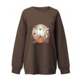 thumbnail image 3 of miqiqism Cute Ghost Pullover Top Women Halloween Outfits Oversized Sweatshirt Comfy Long Sleeves Blouses Fleece Crew Neck Clothes Fall Spooky Season Shirt,C#01_Coffee,X-Large, 3 of 3