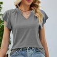 thumbnail image 6 of Ltctricy T Shirts for Women Trendy Summer V Neck Ruffle Short Sleeve Loose Casual Tunic Tops Soft Tees Blouses, 6 of 6