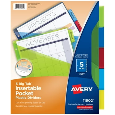Avery Big Tab Plastic Dividers, 5-Tab (11902)