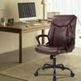 thumbnail image 2 of HYJY Home Office Chair Ergonomic PU Leather Desk Chair Mid Back, Swivel, and Executive Design with Lumbar Support, Armrests, and Adjustable Features (Brown), 2 of 14