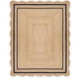 thumbnail image 1 of Handwoven Natural Jute Scalloped Rug - 2.5x4 Ft Bohemian Design in Black, 1 of 4