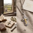thumbnail image 3 of TANGPOET 925 Sterling Silver Cross Crucifix Pendant Necklace for Men Women Saint Medal Christian Religious Necklace for Men Vintage Crucifix Cross Jesus Gold Plated, 3 of 7