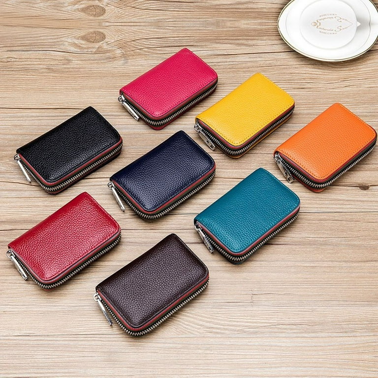 Genuine Leather Man Wallet Card Holder Credit Card Coin Large Men Long Coffee