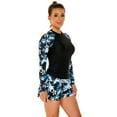 thumbnail image 4 of SWSMCLT Women's Long Sleeve Rash Guard Rashguard Shirt Modest Swimwear Swimsuit Summer Beach Surf 2 Piece Bathing Suit Boyshort Swimshorts Style12 12, 4 of 5