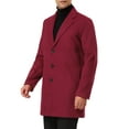 thumbnail image 4 of Unique Bargains Men's Slim Fit Notched Lapel Single Breasted Mid Length Overcoat L Burgundy, 4 of 6