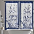 thumbnail image 3 of 84 Inch Long Tier Curtains for Kitchen, Nautical Blue Retro Ocean Sailboat Seagull Bathroom Window Curtains Rod Pocket Short Curtains Window Treatment Tiers for Living Room Farmhouse 2 Panels, 3 of 4