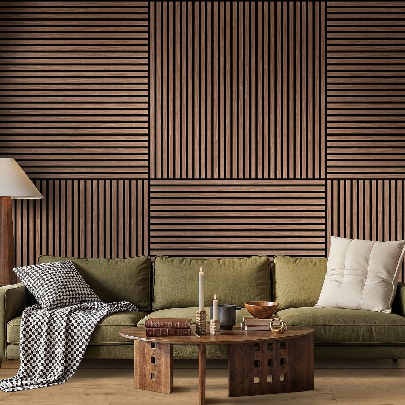 MSI 24 in. x 48 in. Harmony Sable 3D Fluted Wood Slat Acoustic Sound Absorbing Wall Paneling (Set Of 1)