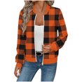 thumbnail image 2 of AUNVITO Women's Stretchy Breathable Plaid Waffle Zipper Jacket with Pockets Lightweight Casual Outerwear for Fall Winter Fashion, 2 of 5