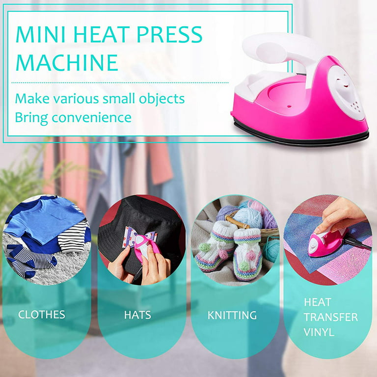 Mini Heat Press Machine Mini Iron Press Mini Heat Press Portable Handy Heat  Press Mini Iron with Charging Base Accessories for Cl 