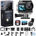 thumbnail image 1 of Akaso Brave 4 Pro 4K30 Cámara De Acción Con Tarjeta Microsd U3 De 128 Gb Cámara Impermeable Subacuática De 131 Pies Control Remoto Con Pantalla Táctil Eis Con 2 Baterías De 1350 Mah Y Kit De Accesorio, 1 of 5